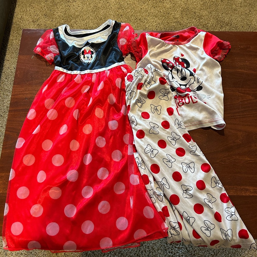 Disney Minnie Mouse Kids Pajamas Set - Red and White